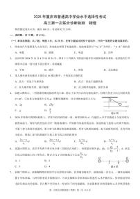 重庆市2025届高三上学期一诊（康德一诊）物理试卷（PDF版附解析）