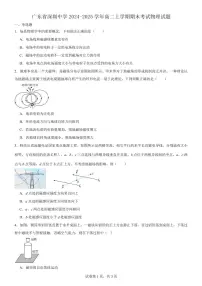深圳中学2024-2025学年高二上学期期末考试物理试题+答案