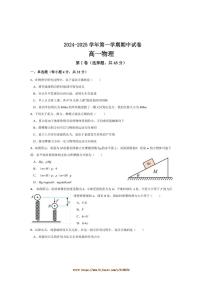 2024～2025学年安徽省阜南实验中学高一上期中物理试卷(含解析)