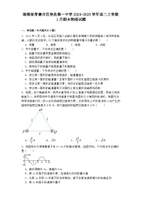 湖南省常德市汉寿县第一中学2024-2025学年高二上学期1月期末物理试题