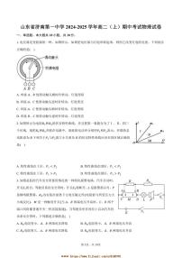 2024～2025学年山东省济南第一中学高二上期中物理试卷(含解析)