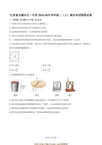 2024～2025学年江苏省无锡市天一中学高二上期末考试物理试卷(含解析)