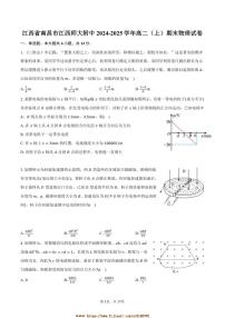 2024～2025学年江西省南昌市江西师大附中高二上期末物理试卷(含解析)