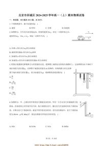 2024～2025学年北京市西城区高一上期末物理试卷(含解析)