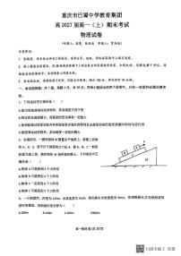 重庆市巴蜀中学校教育集团2024-2025学年高一上学期期末考试物理试题