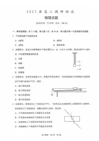江苏省泰州市2024-2025学年高三下学期开学调研测试物理试题（无答案）