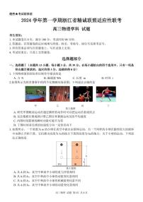 浙江省精诚联盟2025届高三12月适应性联考物理试题及答案