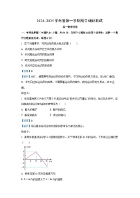 江苏省宿迁市沭阳县2024-2025学年高一(上)11月期中物理试卷（解析版）