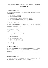 辽宁省大连育明高级中学2024-2025学年高一上学期期中考试物理试卷【含解析】