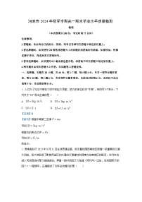 2024~2025学年广西壮族自治区河池市高一上学期1月期末物理试卷（解析版）