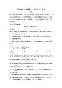 2024~2025学年四川省泸州市高二上学期1月期末物理试卷（解析版）