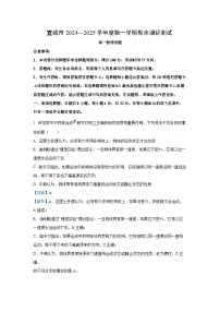 2024~2025学年安徽省宣城市高一上学期期末调研测试物理试卷（解析版）