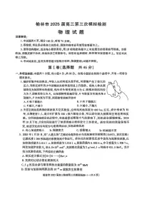 2025届陕西省榆林市高三高考模拟第三次模拟检测-物理试题+答案