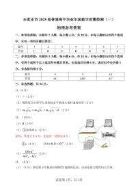 河北省石家庄市2025届高三下学期3月一模物理试卷（PDF版附答案）