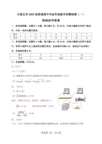 河北省石家庄市2025届高三下学期3月一模物理试卷（PDF版附答案）