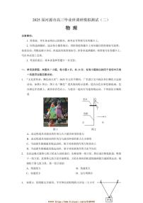 2025届广东省河源市高三下毕业班调研模拟测试(二)物理试卷(含答案)