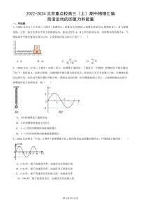 2022-2024北京重点校高三（上）期中真题物理汇编：简谐运动的回复力和能量
