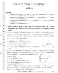 湖北省2025届九师联盟核心高考模拟卷（下）（样卷）物理试题+答案