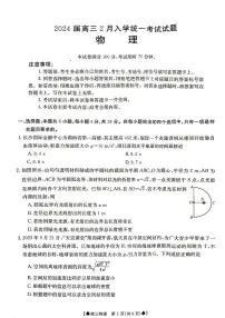 2024届湖南省高三下学期开学统一考试(2月)-物理试题（含答案）