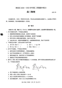 2025届北京市海淀区高三下学期期中（一模）考试物理试卷