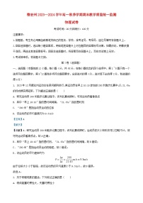 云南省德宏州2023_2024学年高一物理上学期期末考试试题含解析