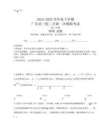 广东省2024-2025学年高三下学期2月第一次模拟考试物理试卷（含答案）