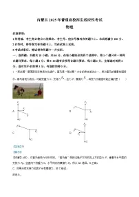 2025年1月内蒙古自治区普通高等学校招生考试适应性测试（八省联考）物理试题 Word版含解析