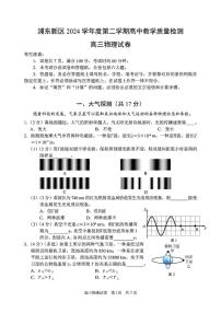 上海市浦东新区2024学年度第二学期高三教学质量检测物理+答案