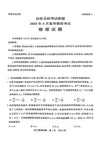 山东名校考试联盟2025届高三高考模拟高考模拟考试-物理试卷无答案