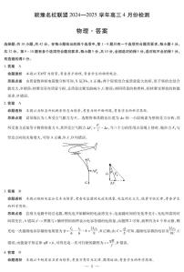 安徽省皖豫名校联盟2025届高三下学期4月检测物理试卷（PDF版附解析）