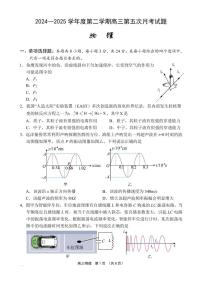 海南省文昌中学2025届高三下学期4月第五次月考-物理试题+答案