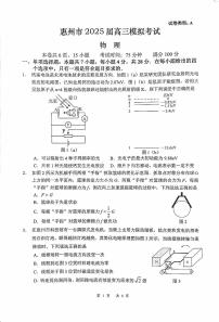 2025届广东省惠州市高三一模考试 物理试题及答案