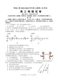 河南省周口市项城市第三高级中学2024届高三上学期第三次段考物理试卷（含答案）