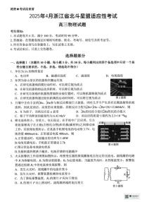 浙江省北斗星盟2025届高三下学期适应性考试（三模）物理试题（含答案）含答案解析