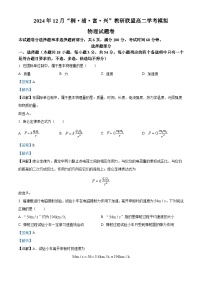 浙江省桐、浦、富、兴教研联盟2024-2025学年高二上学期12月学考模拟物理试题 含解析