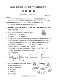 2025届重庆市西南大学附属中学高三下学期高考模拟全镇模拟物理试题（含答案）