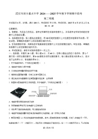 湖北省武汉市六校联考2024-2025学年高二下学期4月期中物理试题（Word版附解析）