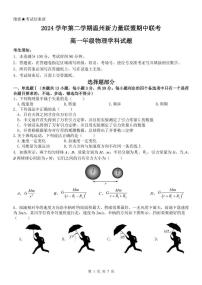 浙江省新力量联盟2024-2025学年高一下学期4月期中联考物理试题 PDF版含答案