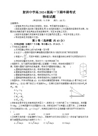 四川省遂宁市射洪中学2024-2025学年高一下学期期中考试物理试卷（Word版附答案）
