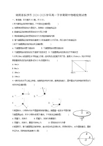 湖南省长沙市2024-2025学年高一下学期期中物理检测试卷（含答案）