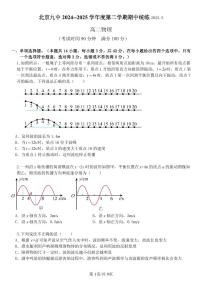 2025北京九中高二（下）期中真题真题物理试卷