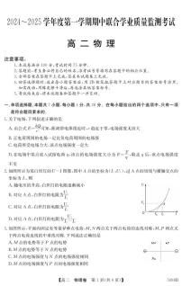 广东省清远市2024-2025学年高二上学期期中考试物理试卷