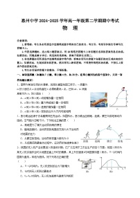 广东省惠州市惠城区惠州中学2024-2025学年高一下学期4月期中物理试题（有答案 有解析）
