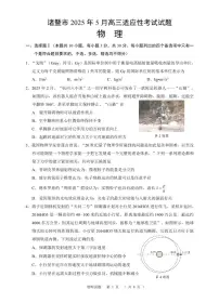 浙江省诸暨市2025届高三下学期5月适应性考试物理试卷（PDF版附答案）