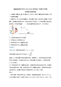 海南省部分中学2024-2025学年高一下学期期中模拟考试物理试题（解析版）
