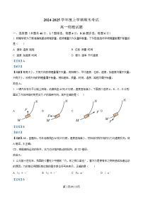 黑龙江省齐齐哈尔市第八中学校2024-2025学年高一上学期期末物理试卷 含解析