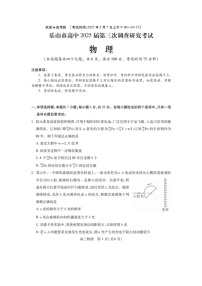 2025届四川省乐山市高三下学期第三次调查研究考试（图片版）物理试卷