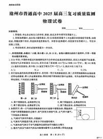 河北省沧州市2024-2025学年高三上学期10月质量监测物理试题