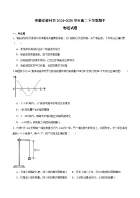 安徽省滁州市2024-2025学年高二下学期期中考试物理试题（Word版附答案）