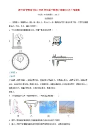 浙江省宁波市2024_2025学年高三物理上学期10月月考试卷含解析